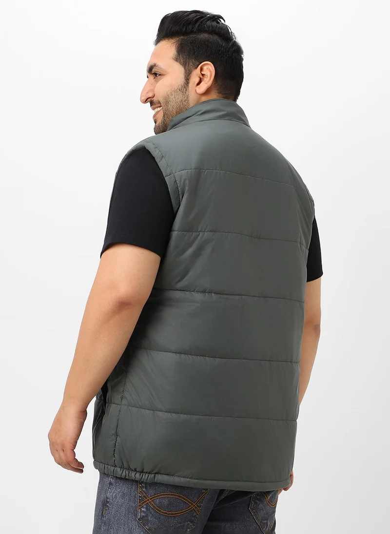 Urbano Fashion  Urbano Plus Men's Green Sleeveless Zippered Puffer Jacket for Men | Best Price UAE